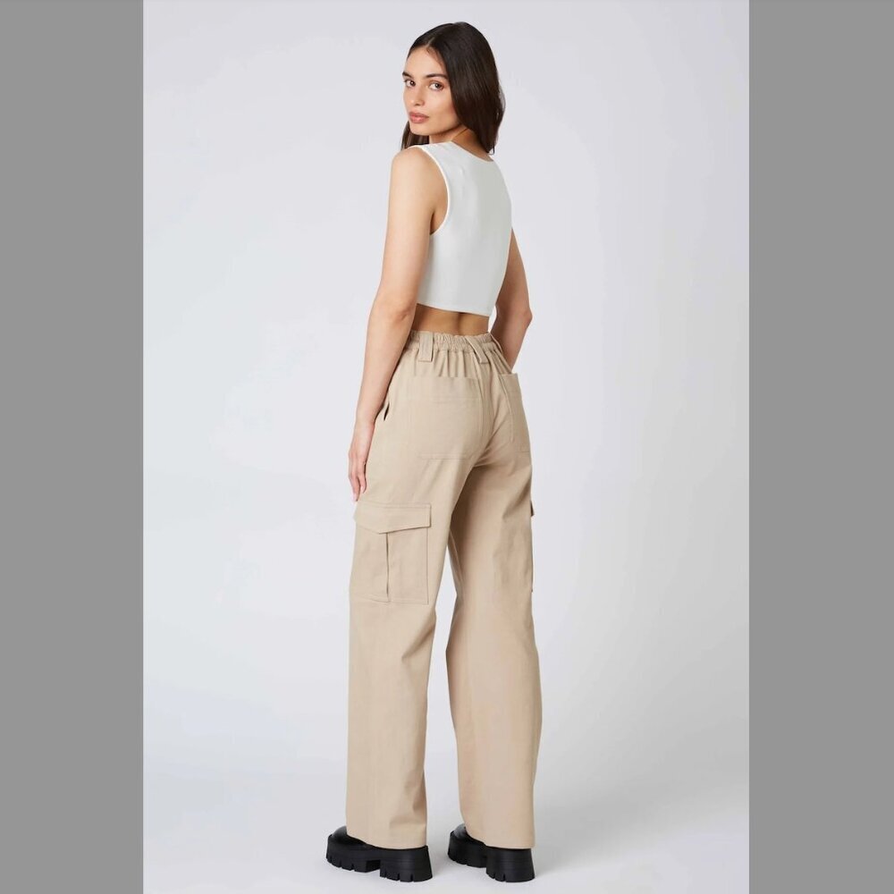 Cotton Candy LA Beige Tan Twill Cargo Pants Size Large Women's